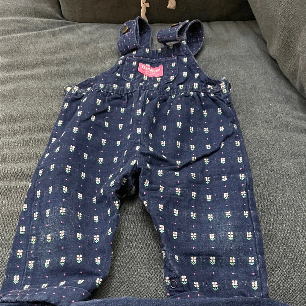 OshKosh B'gosh Navy Overalls with Floral Pattern